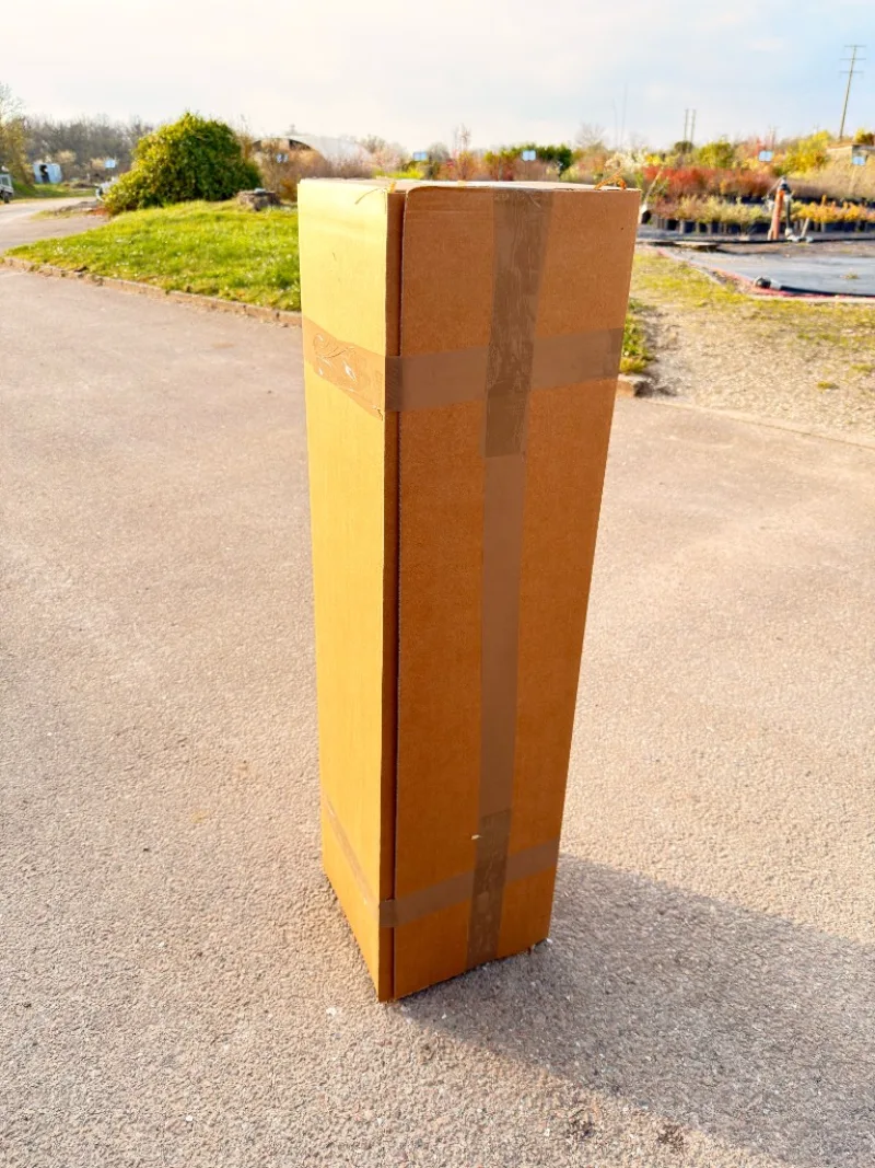 Carton d'expédition prêt à partir depuis la pépinière