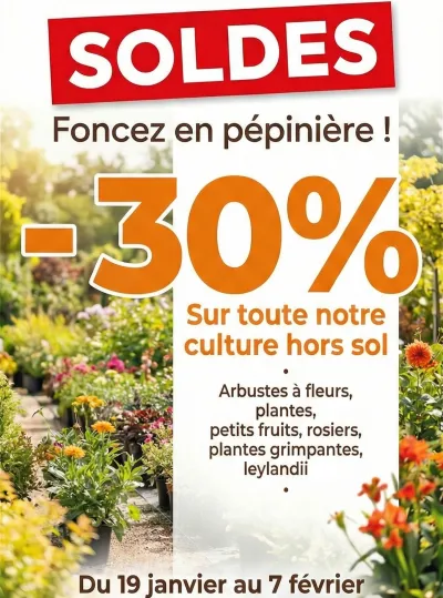 🌿 𝐒𝐎𝐋𝐃𝐄𝐒 chez Pépinières Français ! 🌿

🔥 -30% sur toute notre culture 